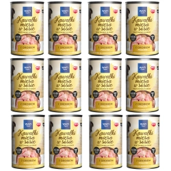 WAFI Karma dla psa Kawałki Mięsa w Sosie z Drobiem 12 x 415g